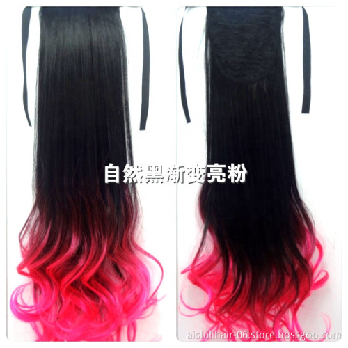 AISHILI Wholesale Synthetic Hair Extensions Two Color gradient Tone Hair Weave Synthetic Ponytail for women